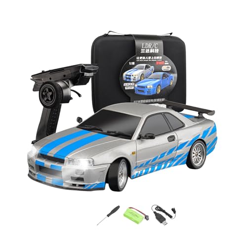 Amagogo 1/18 RC Drifting Auto Modellauto mit Lichtern Sportrennen RC Drifts Reifen Automodell Drifts Sport Spielzeugauto Kindergeschenk Kinder Erwachsene, GRAU von Amagogo