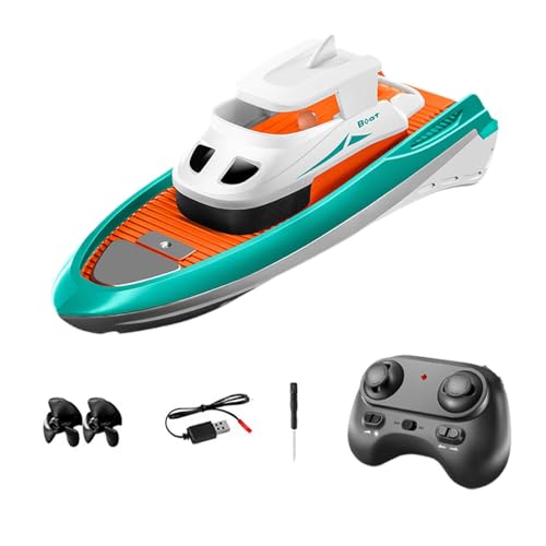 Amagogo 1/32 Mini-Fernbedienungsboot, Wasserspielzeug, Ganzkörper, wasserdicht, wiederaufladbar, Doppelmotor, Badewannen-Spielzeugboote für Jungen und Mädchen, Orange von Amagogo