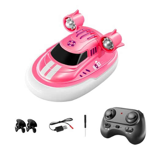 Amagogo 1/32 Mini-Fernbedienungsboot, Wasserspielzeug, Ganzkörper, wasserdicht, wiederaufladbar, Doppelmotor, Badewannen-Spielzeugboote für Jungen und Mädchen, Rosa von Amagogo