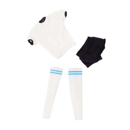 Amagogo 1/6 Action-Figur-Kleidung, handgefertigt, Kurze Ärmel und Shorts mit Sportsocken, Basic Mini Fashion für 12'' weibliche Puppen, Weiß Blau Enge Passform von Amagogo