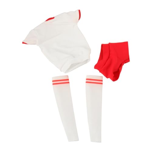 Amagogo 1/6 Action-Figur-Kleidung, handgefertigt, Kurze Ärmel und Shorts mit Sportsocken, Basic Mini Fashion für 12'' weibliche Puppen, Weiß Rot Lockere Passform von Amagogo