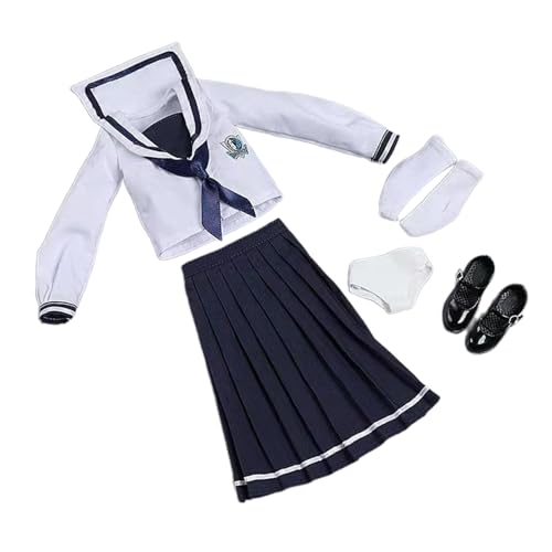 Amagogo 1/6 Schuluniform-Set, Cosplay, langärmliges Oberteil-Set, stilvolles Kostüm-Outfit für 12''-Actionfiguren, Körper-Ankleidezubehör, Dunkelblau von Amagogo