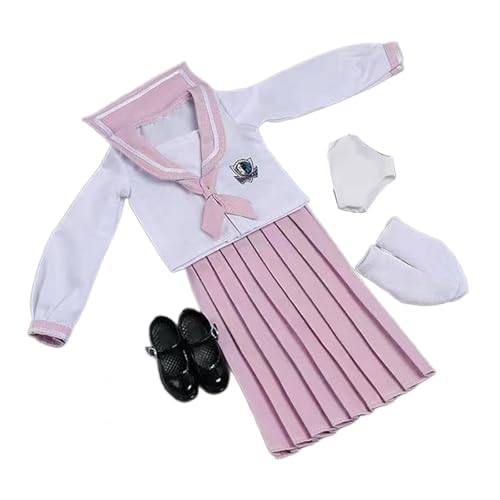 Amagogo 1/6 Schuluniform-Set, Cosplay, langärmliges Oberteil-Set, stilvolles Kostüm-Outfit für 12''-Actionfiguren, Körper-Ankleidezubehör, ROSA von Amagogo