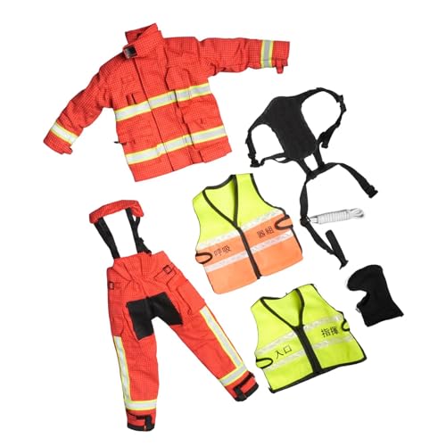 Amagogo 1/6 Skala Feuerwehranzug Set Kleidung handgefertigtes Kleidungsstück formelles Feuerwehrmann für 12 -Zoll -Puppenfiguren Körperzubehör, Rot von Amagogo