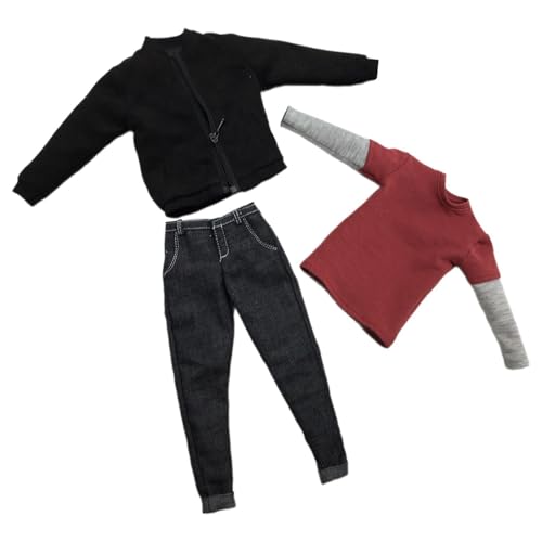 Amagogo 1/6 männliche Figur Kleidung Outfit, Jacke und Hose, Miniatur-Kleidung, Kostüm, Trainingsuniform fürfür 12" Figuren Körper-Accessoires, Schwarz von Amagogo