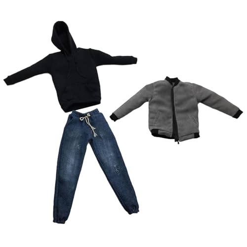 Amagogo 1/6 männliche Figur Kleidung Outfit, Jacke und Hose, Miniatur-Kleidung, Kostüm, Trainingsuniform fürfür 12" Figuren Körper-Accessoires, grau von Amagogo