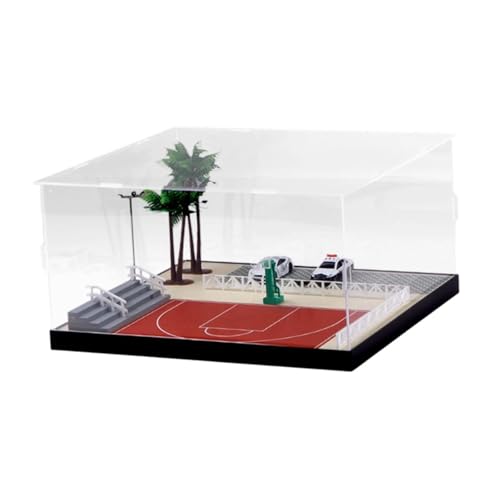 Amagogo 1/64 Maßstab Modell Auto Vitrine Simulation Parkplatz Basketballplatz Szene für Spielzeugautos von Amagogo