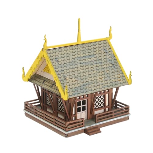 Amagogo 1/72 Holzpuzzle Thai Tempel Miniatur Modellhaus Handarbeit 3D Holzpuzzle DIY Zusammenbau für Layout Mikrolandschaft Geschenk von Amagogo