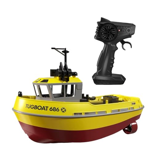 Amagogo 1/72 RC Tugboat Spiel Wasserspielzeug 2,4 GHz Hochgeschwindigkeit RC -Boots Fernbedienungs -Kontrollboot für Lakes River Jungen Mädchen Kinder Wasser, Gelb von Amagogo