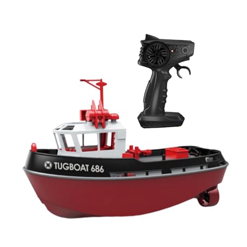 Amagogo 1/72 RC Tugboat Spiel Wasserspielzeug 2,4 GHz Hochgeschwindigkeit RC -Boots Fernbedienungs -Kontrollboot für Lakes River Jungen Mädchen Kinder Wasser, Schwarz von Amagogo