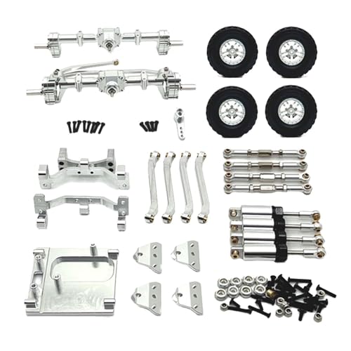 Amagogo 1:12 Maßstab Vorder- und Hinterachse Set Upgrades Kit Ersatz Reifen Klemme Räder für MN99S Modell LKW Hobby Auto DIY Modifizierte, Silber von Amagogo