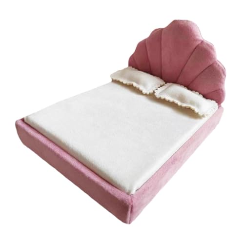 Amagogo 1:12 Puppenhausbett, Mini-Doppelbett, Foto-Requisiten, Einzelbett, Miniaturmöbel, Zimmer für Geschenkmöbel, DIY-Modell-Dekor von Amagogo