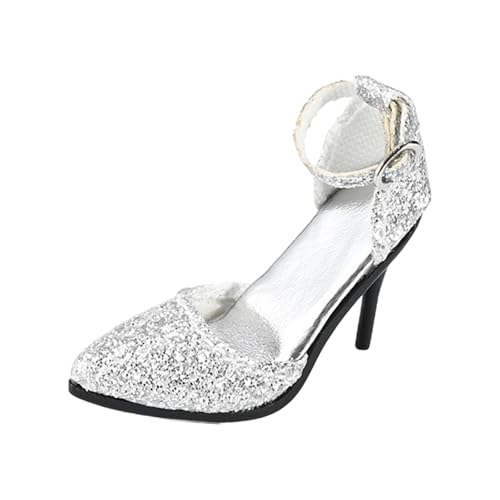 Amagogo 1:6 High Heel Schuhe Handgemachtes Spielzeug, Puppen Deko Accessoires, Miniatur Modell fürfür 12in Puppenmodell Figuren Körper Anzieh, Silber von Amagogo