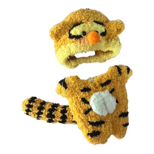 Amagogo 15–17 cm große Puppenkleidung aus Plüsch, Kleidung für Kuscheltiere, Tiger-Overall mit Mütze, Anziehsachen, DIY-Zubehör für weiche Plüschpuppen, süß von Amagogo