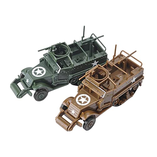 Amagogo 2 Geschenk 4D Modell Spielzeug Schnelle Montage Battlefield Truck Halbspur Spielset 1:72 Gepanzerte Fahrzeug Spielzeug für M3A1 von Amagogo