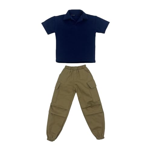 Amagogo 2 Stück 1:6 Kurzarm-T-Shirt und Hose, Miniatur-Kleidungsstück, Kostüm für 12-Zoll-Puppenmodell, Action-Figur-Zubehör, Marine von Amagogo