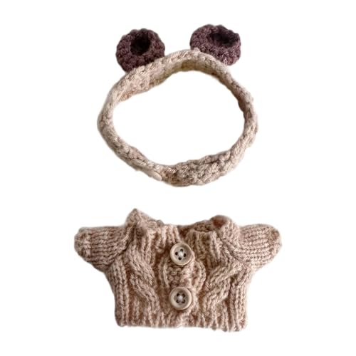 Amagogo 2 Stück Fashion Dolls Pullover und Haarband Miniatur-Kleidung Kostüm-Outfits für 15–17 cm große Puppen, Khaki von Amagogo