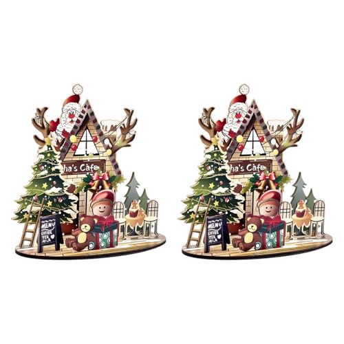 Amagogo 2-teiliges Weihnachtshaus-3D-Puzzle-Set, 3D-Holzpuzzle-Spielzeug, Winter, süß, kreativ, lustige Tischdekoration für Erwachsene und Mädchen von Amagogo