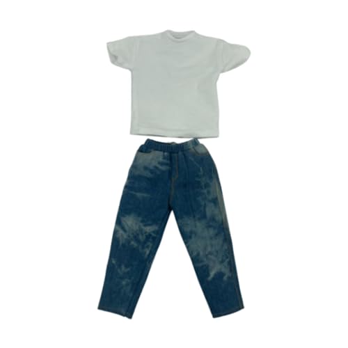 Amagogo 2 x 1/6 Herren-T-Shirt und Jeans-Kleidungsstück, handgefertigte Puppenkleidung, Miniatur-Kleidung für 12-Zoll-Figuren, Körper-Anziehzubehör von Amagogo