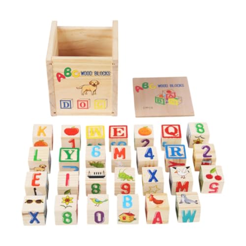 Amagogo 27 Stück Holz-Alphabet-Blöcke, Alphabet-Lernspielzeug, Bausteine, Anerkennung, Stapelblöcke, ABC-Holzblöcke für Kinder von Amagogo