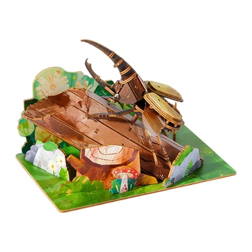 Amagogo 3D-Tierpuzzle, Holzmodelle, kreative Geschenke, Kunsthandwerk, DIY-Holzbaukasten, Postkarten-Kits, lehrreich, für Kinder ab 6 Jahren, Jungen und, Laubholzkäfer von Amagogo