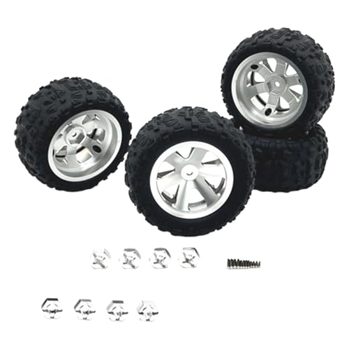 Amagogo 4 Stück RC-Autoreifen, Upgrade 12 mm Kupplung, Gummireifen, Teile für 16207 14301 A979 1:12 1:14 1:16 1:18 RC-Autofahrzeuge, Silber von Amagogo