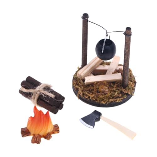 Amagogo 4-teiliges Puppenhaus-Camp-Set, Miniatur-Camping-Set, Rollenspiel-Spielzeug, Puppenhaus-Dekorationszubehör für 1:12 Puppenhäuser von Amagogo