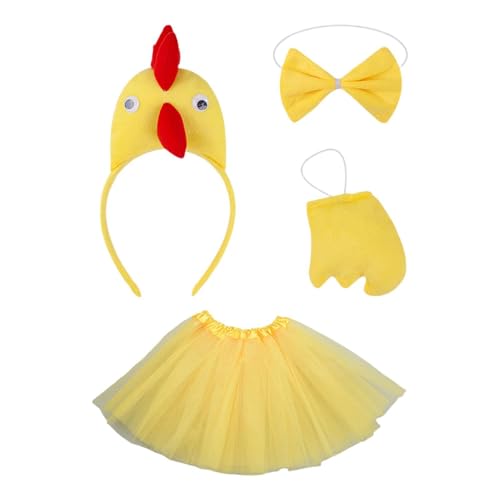 Amagogo 4pcs Hühnerkostüm Set süß für Kinder Girls Rock für Holiday Halloween Cosplay, Gelb von Amagogo