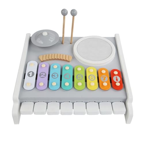 Amagogo 5-in-1-Klavier- und Trommel-Musikspielzeug-Set für Kleinkinder, Spieltisch für die Auge-Hand-Koordination, Lernspielzeug, vielseitiges Metallbecken von Amagogo