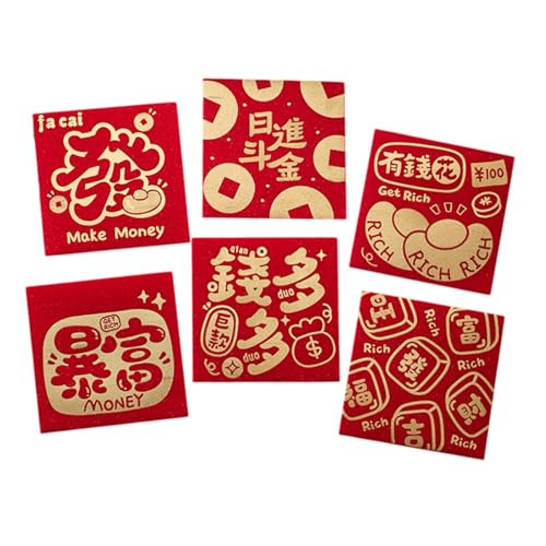 Amagogo 6 Stück chinesische rote Umschläge Hong Bao, einfach zu verwenden, Geldumschläge, Frühlingsfest-Zubehör, rote Päckchen für Hochzeiten und Geburtstage, Style A von Amagogo