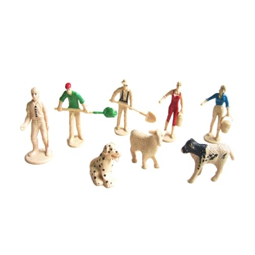 Amagogo 8Pcs Mini Prähistorische Tier Modell Simulation Mini Bauernhof Charakter Realistische Puppe Szene Ornament Tiere Modell von Amagogo