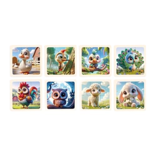 Amagogo 8X Montessori Puzzle Kleinkinder Puzzles Stamm Kinder Anfänger Puzzle Set Puzzles Form Passenden Bord Problem Lösung, Tierpuzzle von Amagogo