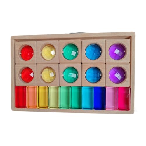 Amagogo Acryl-Holzklötze-Set, Bauwürfel, Konstruktionsspielzeug, Stapelspielzeug, Regenbogen-Stapler für Jungen und Mädchen, Kinder im Alter von 3–6 Jahren, 2 Arten Blöcke von Amagogo