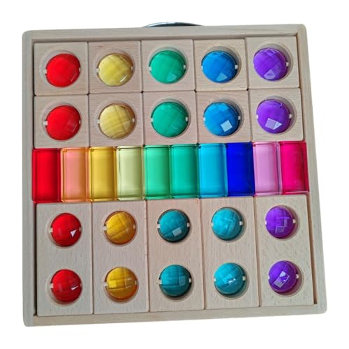 Amagogo Acryl-Holzklötze-Set, Bauwürfel, Konstruktionsspielzeug, Stapelspielzeug, Regenbogen-Stapler für Jungen und Mädchen, Kinder im Alter von 3–6 Jahren, 3 Arten Blöcke von Amagogo