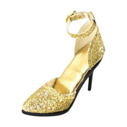 Amagogo Actionfiguren im Maßstab 1:6, Stöckelschuhe, Miniaturschuhe, stilvolle Kindergeschenke, Puppen-High-Heels-Modell für 12-Zoll-Figurenkörper, Gold von Amagogo