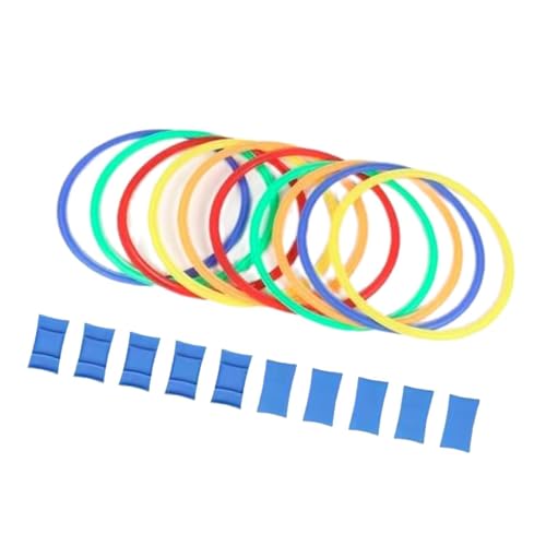 Amagogo Agility Ringe Geschwindigkeit Ringe mit 10 Steck verbinder für Kinder Erwachsene Sport Spielzeug Speed Training Ringe für Übungs Spiele Fußball, 28cm von Amagogo