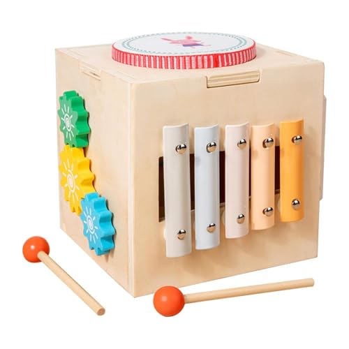 Amagogo Aktivitätswürfel, Montessori-Spielzeug aus Holz, Feinmotorik-Spielzeug, Musikinstrument, Sinnesspielzeug, Musikspielzeug für Kleinkinder, Jungen und von Amagogo