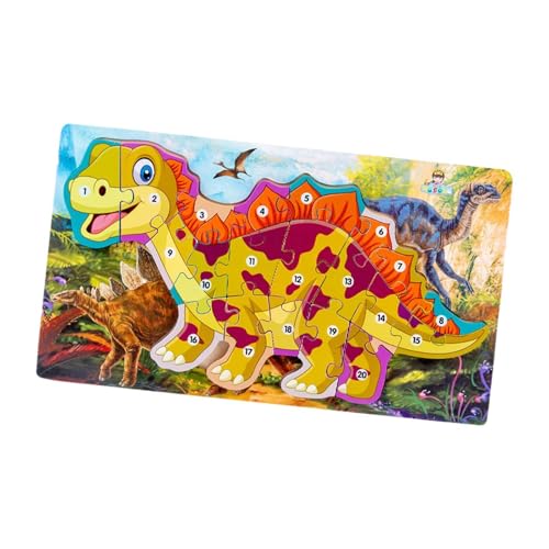 Amagogo Alphabet-Dinosaurier, Holzpuzzle, intelligentes Zahlenpuzzle, Feinmotorik-Montessori-Spielzeug, Holzalphabet-Spielzeug für Kinder als Geschenk, Gelb von Amagogo