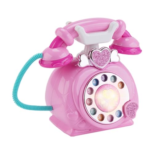 Amagogo Altmodisches Telefon, Simulationstelefon, Rotary Pretend Phone Development Toy, Baby-Musikspielzeug für Kinder, Rosa von Amagogo