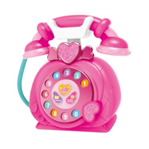 Amagogo Altmodisches Telefon, Simulationstelefon, Rotary Pretend Phone Development Toy, Baby-Musikspielzeug für Kinder, Rose von Amagogo