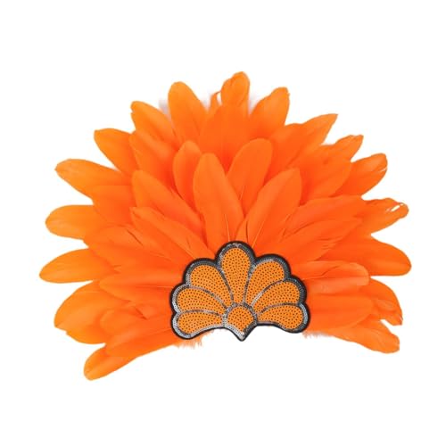 Amagogo American Chief Indian Native Hut Künstliche Federkopfschmuck Stirnband für Party, Orange von Amagogo