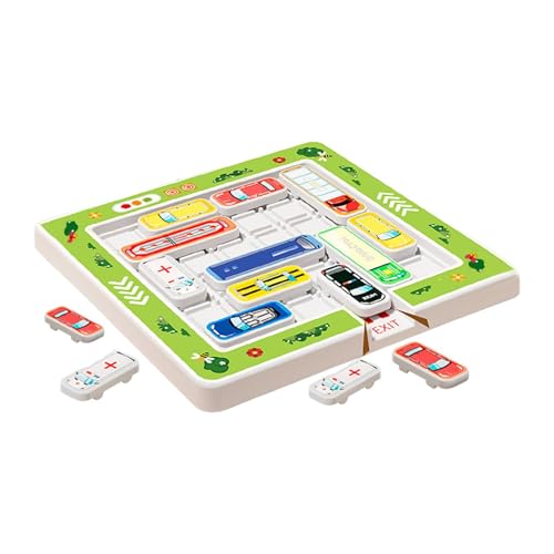 Amagogo Auto-Rutschpuzzlespiel, Schiebepuzzlespiel, tragbares, leichtes Brettspiel, Reisespiele, Herausforderungen für Kinder, Teenager, Kinder, 15 Autos von Amagogo