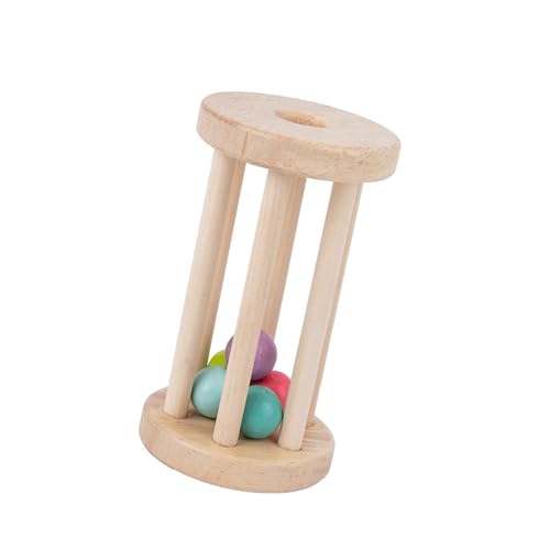 Amagogo Baby-Roller-Rassel aus Holz, Rollendes Rasselspielzeug, Krabbelspielzeug, Kleinkinder-Rollerspielzeug mit Glöckchen für 6-12 Monate alte Kinder, A von Amagogo