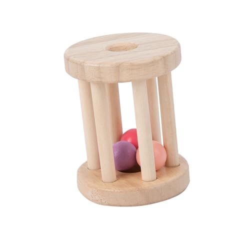 Amagogo Baby-Roller-Rassel aus Holz, Rollendes Rasselspielzeug, Krabbelspielzeug, Kleinkinder-Rollerspielzeug mit Glöckchen für 6-12 Monate alte Kinder, D von Amagogo