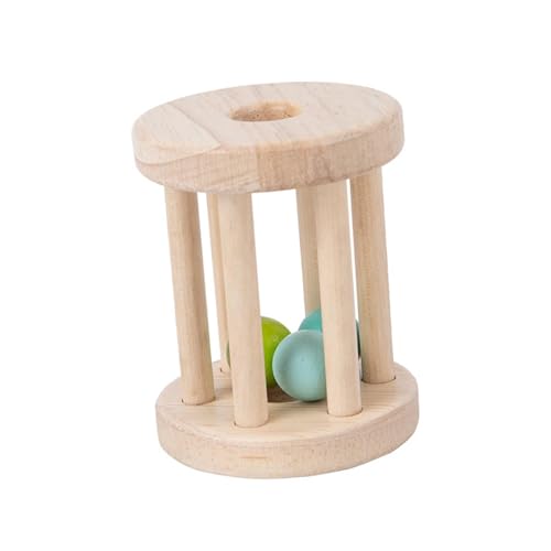 Amagogo Baby-Roller-Rassel aus Holz, Rollendes Rasselspielzeug, Krabbelspielzeug, Kleinkinder-Rollerspielzeug mit Glöckchen für 6-12 Monate alte Kinder, E von Amagogo