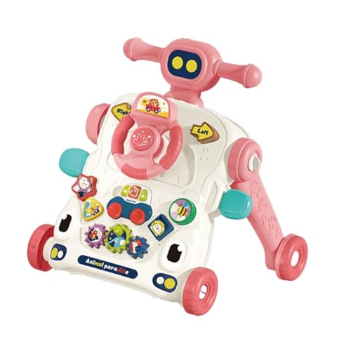 Amagogo Baby Walkers für Jungen Mädchen Lenkrad Spielzeug Frühes Lernen Push Spielzeug Geschenk Musik Spielzeug, 3 in 1 Pink von Amagogo