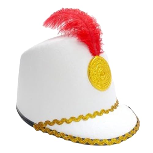 Amagogo Band Major Hut mit Federtrommeln Major Hat Leichte Langlebige Beschläge American Marching Band Hut Kostüm Hut für Cosplay, Einheitsgröße, Siehe Abbildung von Amagogo