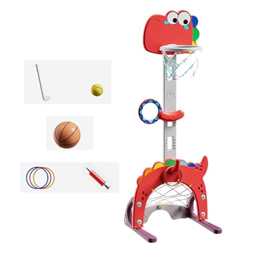 Amagogo Basketballkorb Outdoor-Spielzeug, Ballwurfspiel, Kinder-Basketballkorb mit Ständer für den Hinterhof, Dinosaurier Verbessert von Amagogo