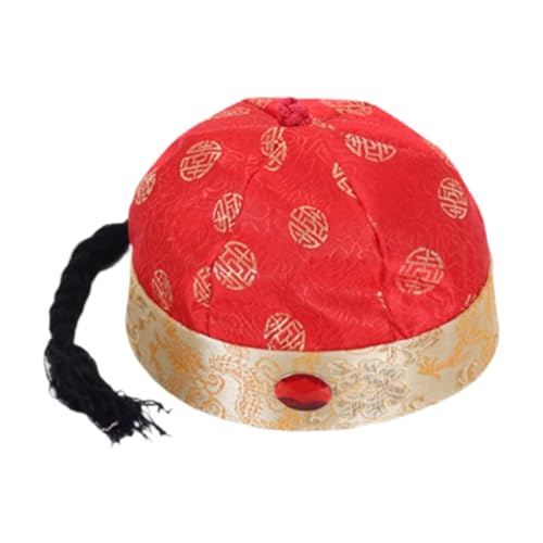 Amagogo Chinesischer orientalischer Hut, Vermieter-Mütze, Party-Kostüm-Mütze für Tanz-Kostümparty, Rot 54cm von Amagogo