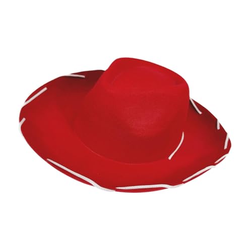 Amagogo Cowboyhut Flat Bim Cowboy Hut Kostüm Kleidung Accessoires Dekorative Sonnenhut für Rodeo Erwachsene, der Sommer fischt, Rot von Amagogo